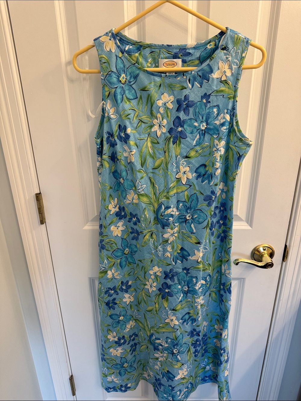 Sleeveless Blue Floral Shift Dress